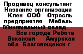 Продавец-консультант › Название организации ­ Клен, ООО › Отрасль предприятия ­ Мебель › Минимальный оклад ­ 40 000 - Все города Работа » Вакансии   . Амурская обл.,Благовещенск г.